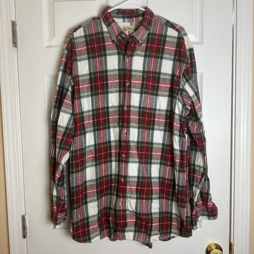 RedHead Red and Green Plaid Button Down Men Size XLT‎